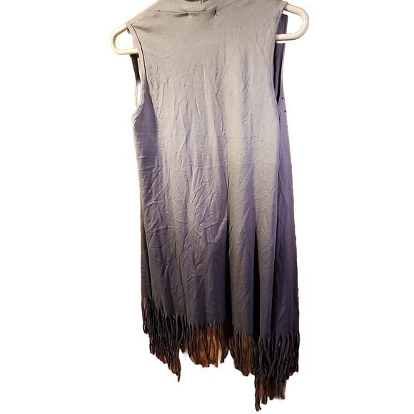 Voice of California NEW $59 Small Stars And Stripes Gray Boho Vest - Picture 3 of 10